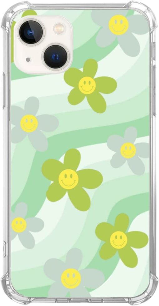 Sage Green Phone Case Cute Hippie Trippy Flowers