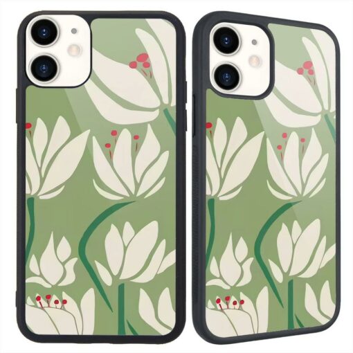 Sage Green Phone Case Cute Lotus
