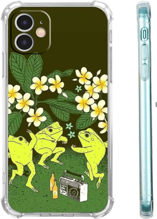 Sage Green Phone Case Frog Party