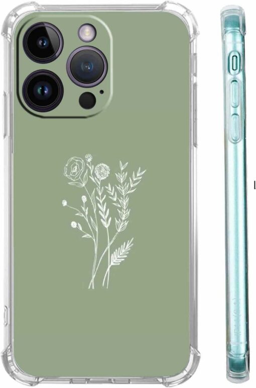 Sage Green Phone Case Simple Flowers