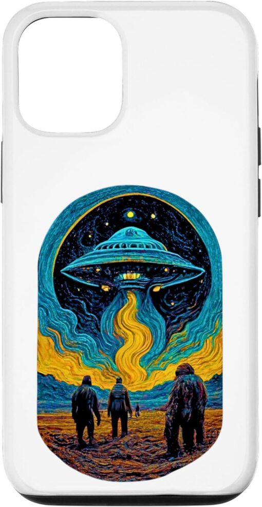 Van Gogh Phone Case Bigfoot Ufo Alien Sasquatch Starry Night