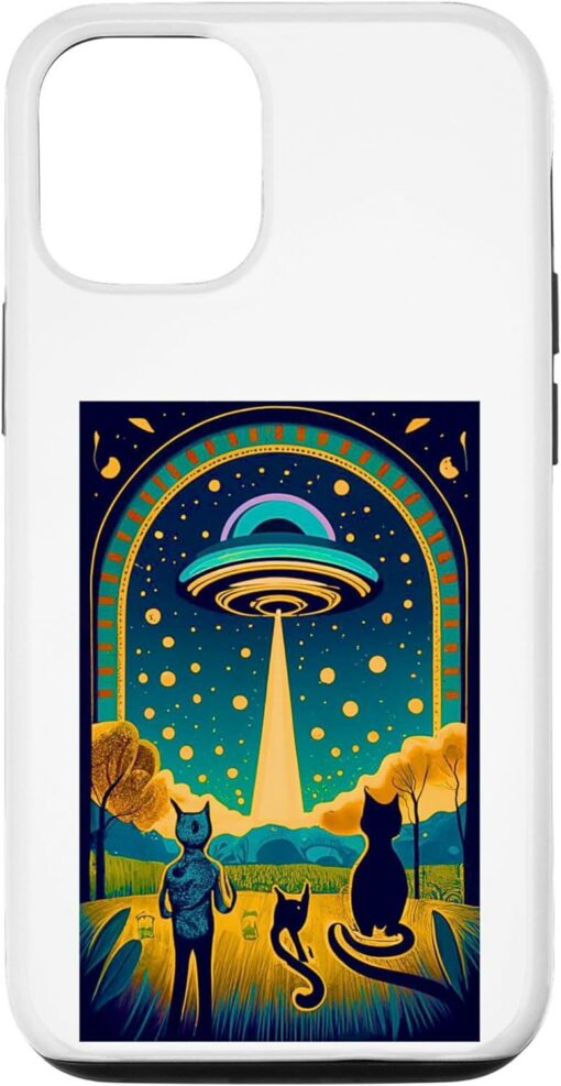 Van Gogh Phone Case Funny Cat Ufo Kitten Alien Starry Night