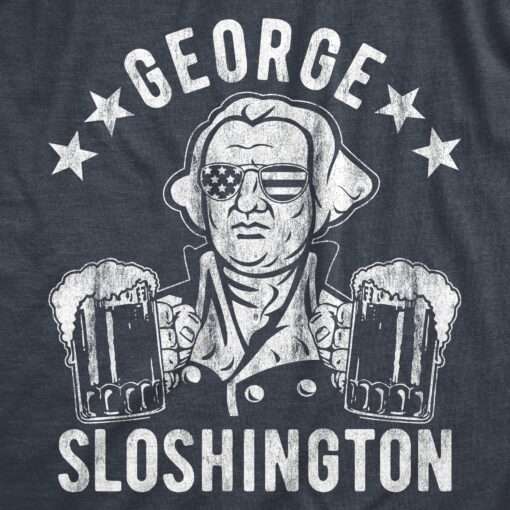 Mens George Sloshington Tshirt Funny 4th Of July Beer Drinking Patriotic Graphic Tee