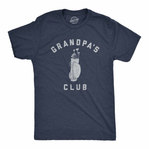 Mens Grandpa’s Club Tshirt Funny Grandfather Golf Lover Gift For Gramps Novelty Tee