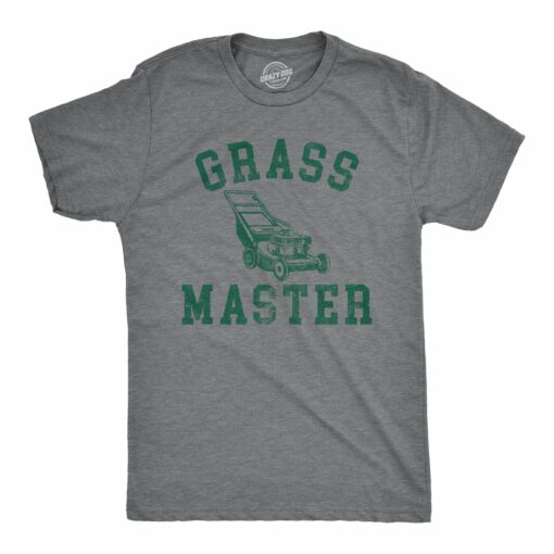 Mens Grass Master T Shirt Funny Push Lawnmower Yard Work Joke Tee For Guys