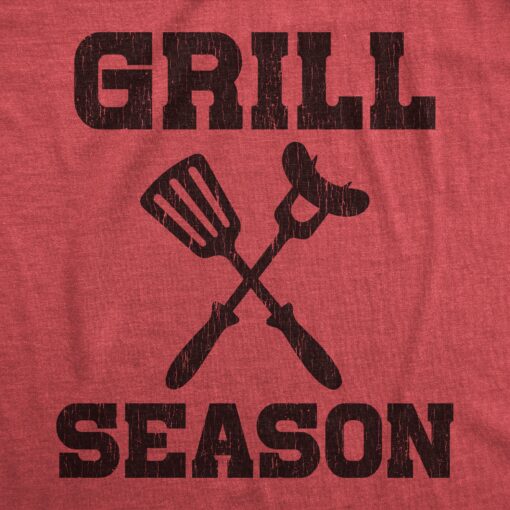 Mens Grill Season T Shirt Funny Outdoor Barbeque Lovers Graphic Novelty Tee For Guys