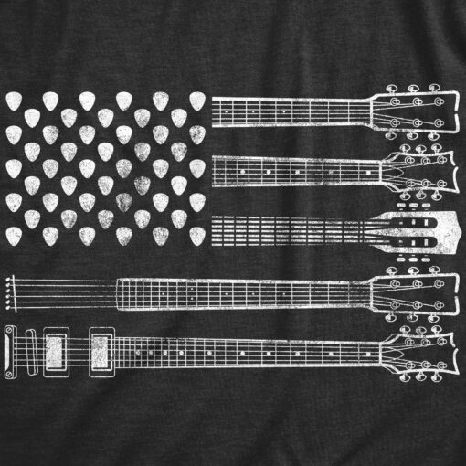 Mens Guitar Flag Tshirt Cool Rock And Roll 4th of July Musician Flag Graphic Novelty Tee