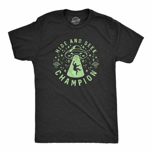 Mens Hide And Seek Champion Alien Tshirt Funny UFO Space Graphic Novelty Tee