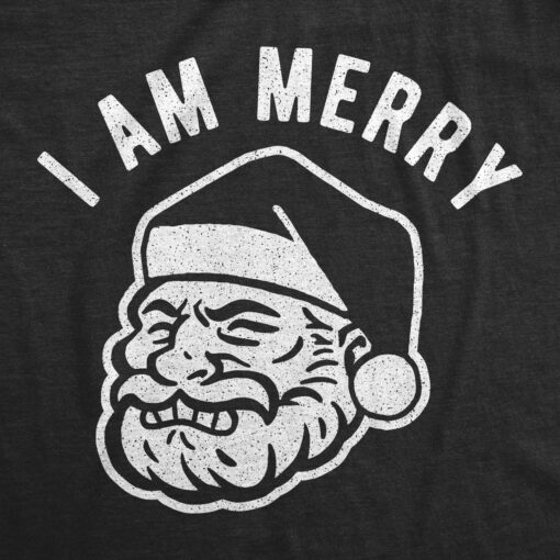 Mens I Am Merry Tshirt Funny Santa Claus Face Graphic Novelty Vintage Tee