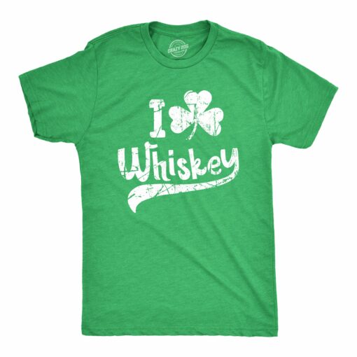 Mens I Clover Whiskey T Shirt Funny St Pattys Day Shamrock Liquor Drinking Tee For Guys