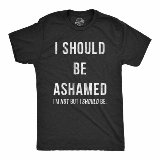 Mens I Should Be Ashamed Tshirt Funny Sarcastic Shame Novelty Graphic Tee For Guys