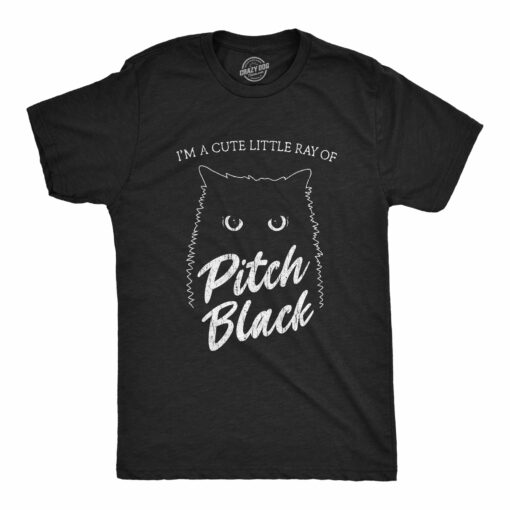 Mens I’m A Cute Little Ray Of Pitch Black Tshirt Funny Pet Cat Kitty Halloween Graphic Novelty Tee