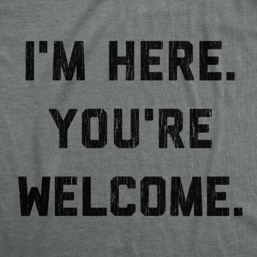 Mens I’m Here You’re Welcome Tshirt Funny Sarcasm Humor Graphic Novelty Tee