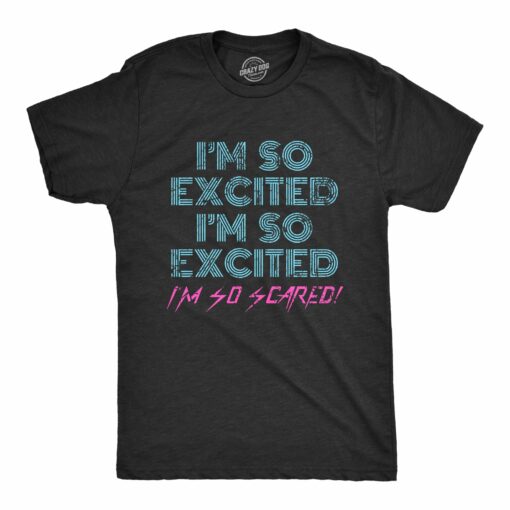 Mens I’m So Excited I’m So Scared Tshirt Funny Sarcastic Thrilled Panicking Graphic Novelty Tee For Guys