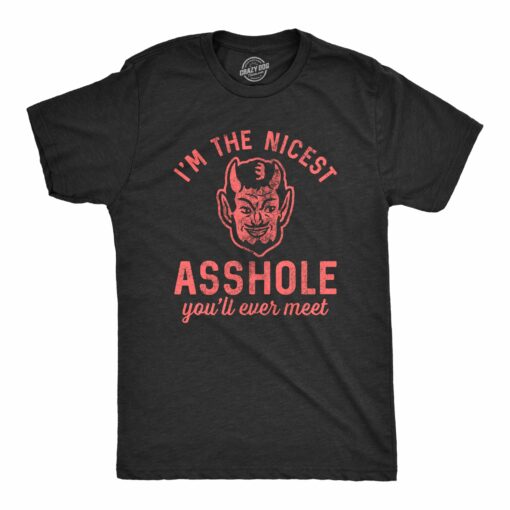Mens I’m The Nicest Asshole You’ll Ever Meet Tshirt Funny Devil Sarcastic Novelty Tee