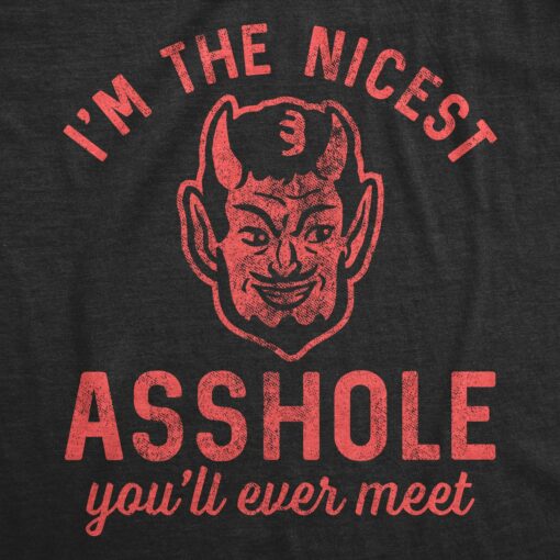Mens I’m The Nicest Asshole You’ll Ever Meet Tshirt Funny Devil Sarcastic Novelty Tee