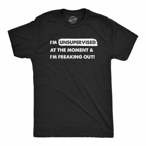 Mens Im Unsupervised At The Moment And Im Freaking Out T Shirt Funny Adulting Joke Tee For Guys