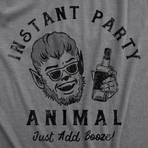 Mens Instant Party Animal T Shirt Funny Drinking Partying Wolverine Tee For Guys