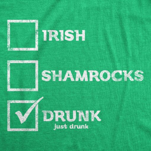 Mens Irish Shamrocks Drunk Tshirt Funny Saint Patrick’s Day Parade Checklist Graphic Novelty Tee For Guys