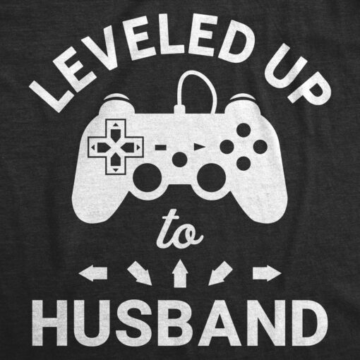 Mens Leveled Up To Husband Tshirt Funny Gamer Video Games Wedding Graphic Novelty Tee