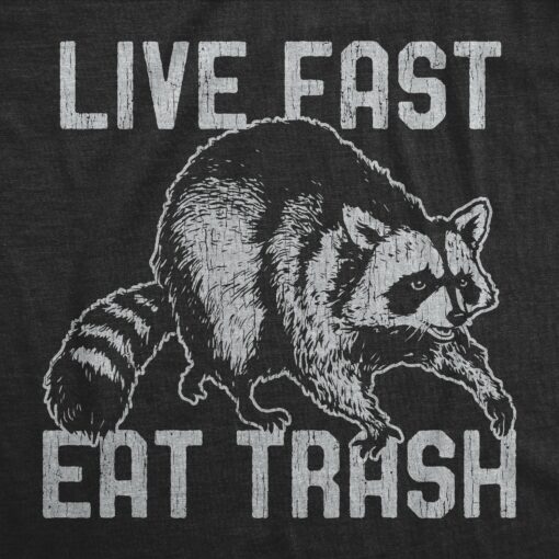 Mens Live Fast Eat Trash Tshirt Funny Raccoon Garbage Graphic Novelty Tee