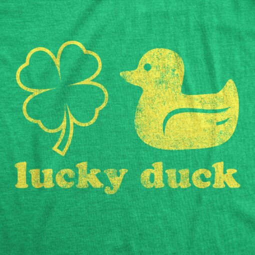 Mens Lucky Duck Tshirt Funny Shamrock St Patricks Day Graphic Tee