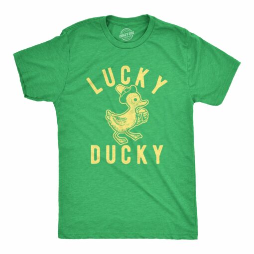 Mens Lucky Ducky Tshirt Funny Saint Patrick’s Day Parade Beer Drinking St. Paddy’s Novelty Tee For Guys