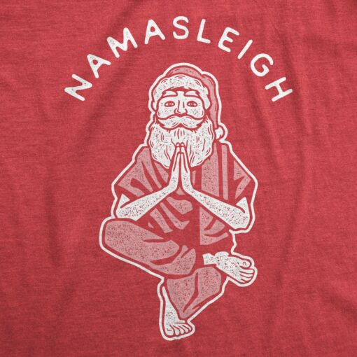 Mens Namasleigh Tshirt Funny Namaste Yoga Meditation Santa Sleigh Christmas Tee
