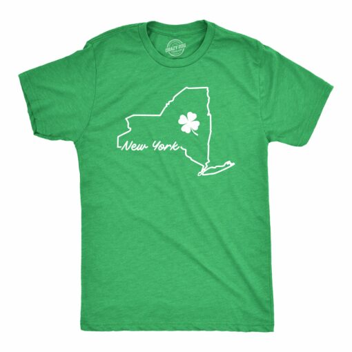 Mens New York Saint Patrick’s Tshirt Funny St. Paddy’s Day Parade Novelty Graphic Tee For Guys