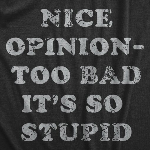 Mens Nice Opinion Too Bad Its So Stupid T Shirt Funny Dumb Idea Tee For Guys