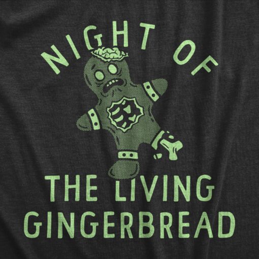 Mens Night Of The Living Gingerbread T Shirt Funny Spooky Dead Xmas Cookie Tee For Guys