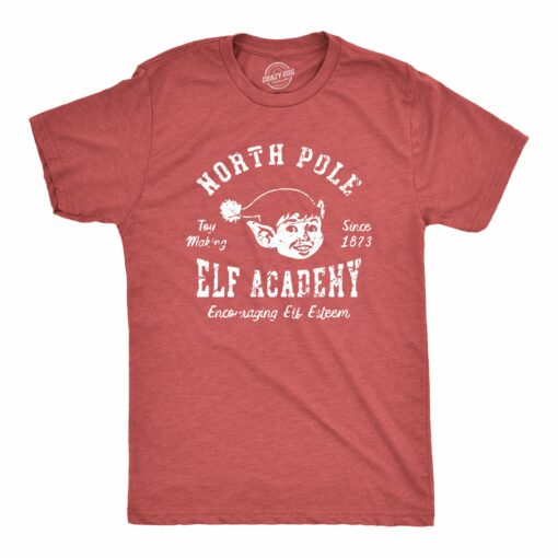 Mens North Pole Elf Academy T Shirt Funny Christmas Party Santas Helpers Tee For Guys