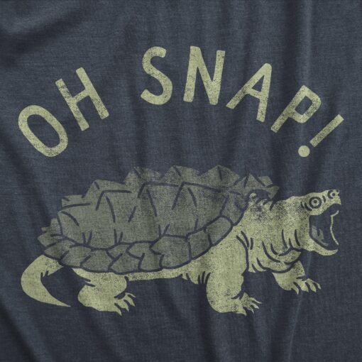 Mens Oh Snap T Shirt Funny Sarcastic Snapping Turtle Joke Tee For Guys