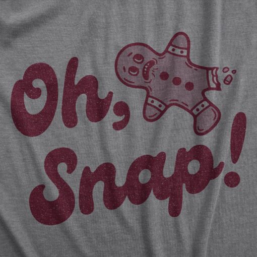 Mens Oh Snap T Shirt Funny Xmas Gingerbread Cookie Broken Leg Tee For Guys