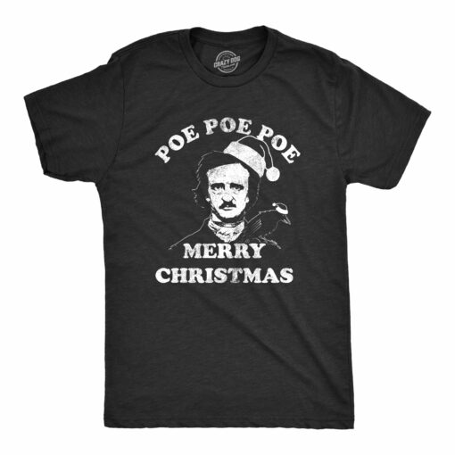 Mens Poe Poe Poe Merry Christmas Tshirt Funny Edgar Allan Poe Book Lover Tee