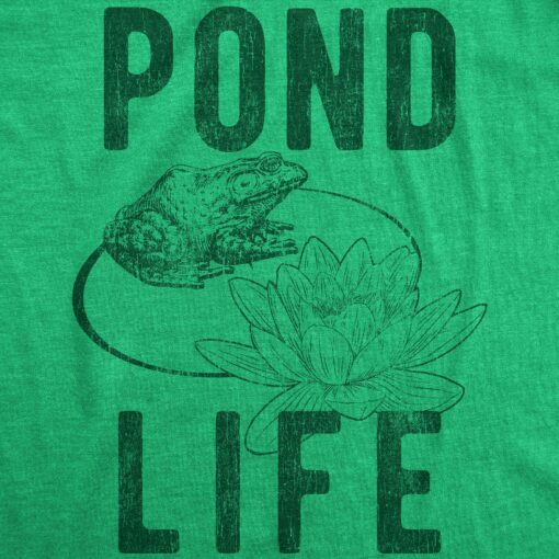 Mens Pond Life Graphic Tshirt Funny Summer Toad Frog Lilypad Novelty Graphic Tee