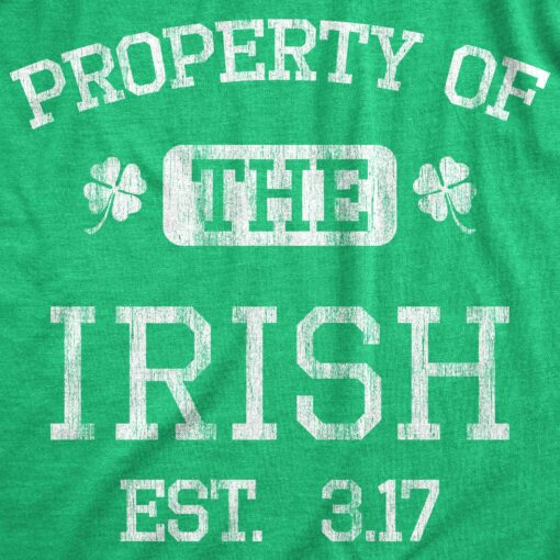 Mens Property Of The Irish T Shirt Funny St Patricks Day Cool Saint Paddy Tee Outfit Graphic