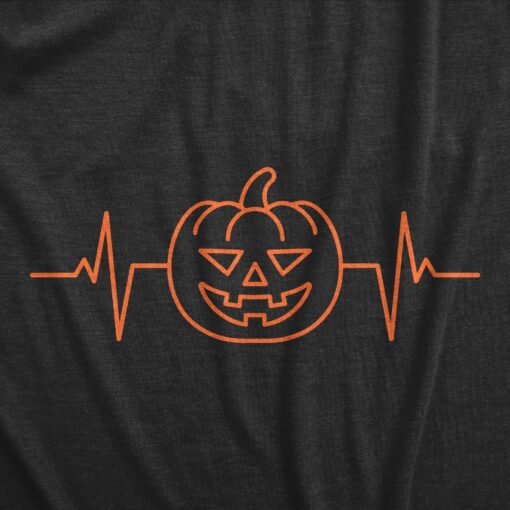 Mens Pumkpin Heart Beat T Shirt Funny Cool Halloween Jack O Lantern Pulse Tee For Guys