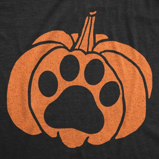 Mens Pumpkin Paw Tshirt Funny Halloween Jack-O-Lantern Pet Puppy Animal Lover Novelty Tee
