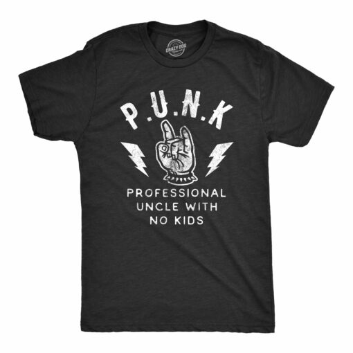 Mens Punk Professional Uncle No Kids Tshirt Funny Sarcastic Acronym Graphic Novelty Tee For Guys