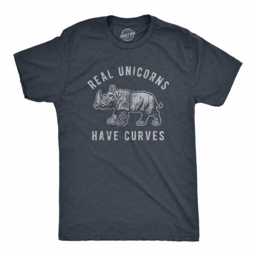 Mens Real Unicorns Have Curves Tshirt Funny Rhino Sarcastic Novelty Tee