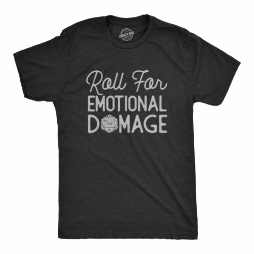 Mens Roll For Emotional Damage T Shirt Funny Tabletop Gaming Dice Joke Tee For Guys