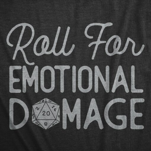Mens Roll For Emotional Damage T Shirt Funny Tabletop Gaming Dice Joke Tee For Guys