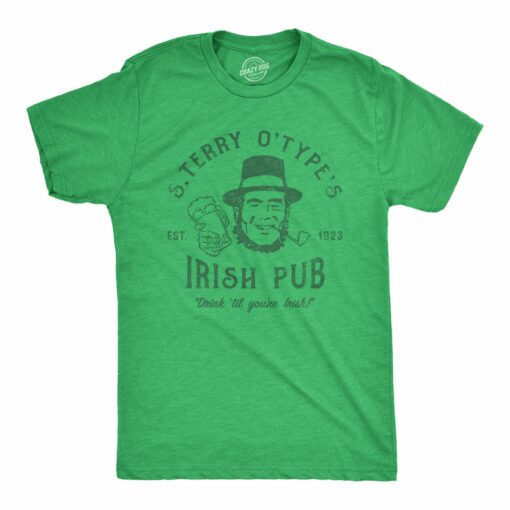 Mens S Terry Otypes Irish Pub T Shirt Funny St Paddys Day Drinking Stereotype Bar Joke Tee For Guys