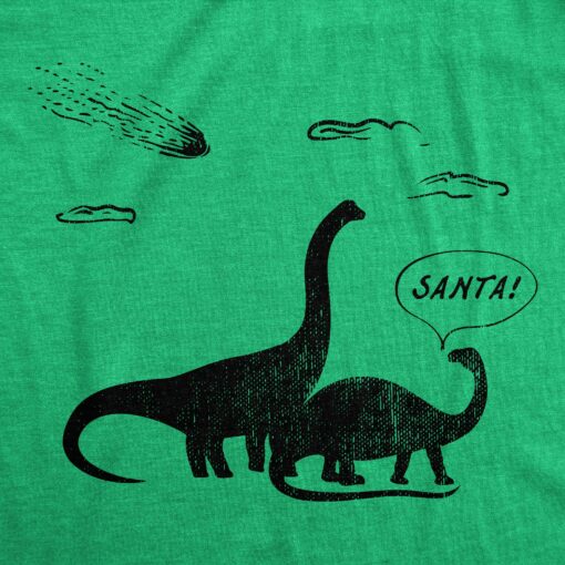Mens Santa Dinosaurs T Shirt Funny Xmas Dino Meteor Extinction Joke Tee For Guys