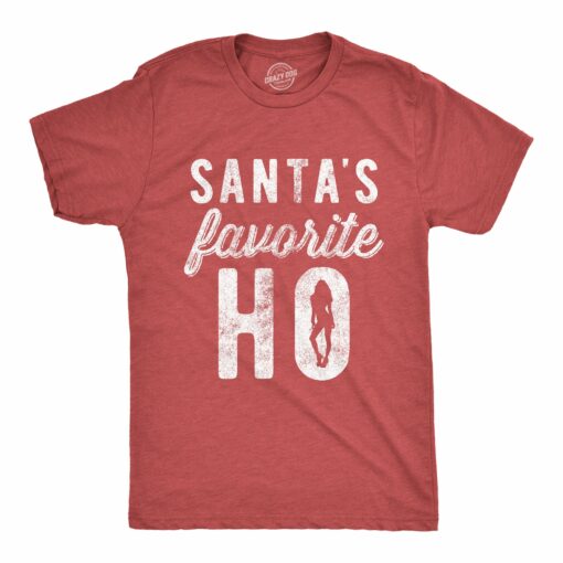 Mens Santa’s Favorite Ho Tshirt Funny Christmas Party Naughty Or Nice Graphic Tee