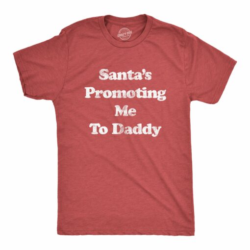Mens Santa’s Promoting Me To Daddy Tshirt Funny Christmas Baby Announcement Tee