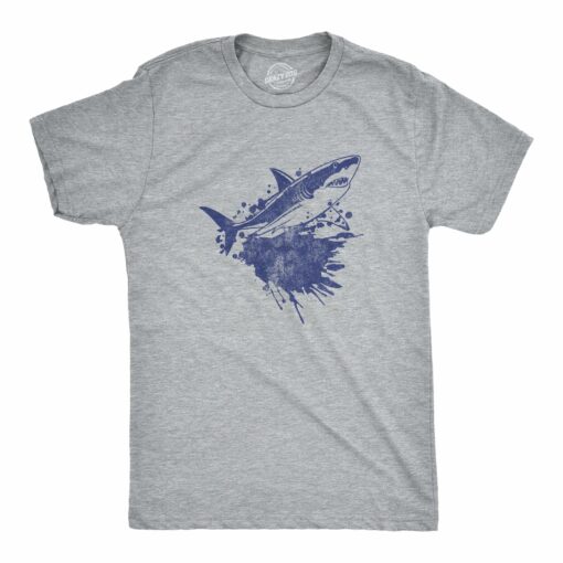 Mens Shark Ink Splatter T Shirt Funny Awesome Shark Week Lovers Tee For Guys