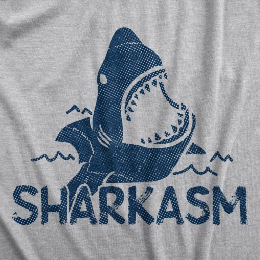 Mens Sharkasm Tshirt Funny Sarcastic Shark Summer Vacation Graphic Novelty Tee