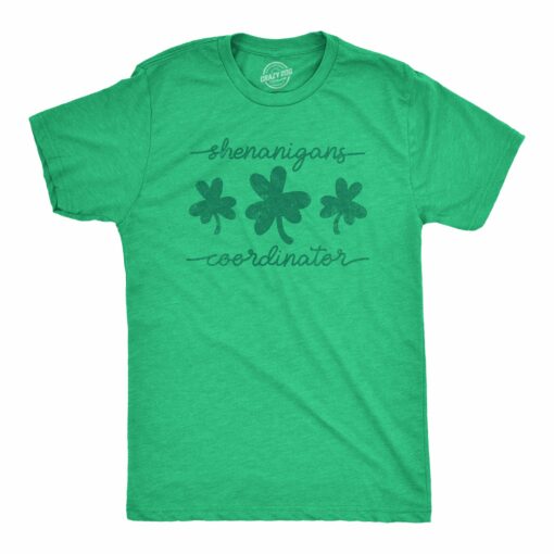 Mens Shenanigans Coordinator Tshirt Funny Saint Patrick’s Day Parade Graphic Novelty Tee For Guys